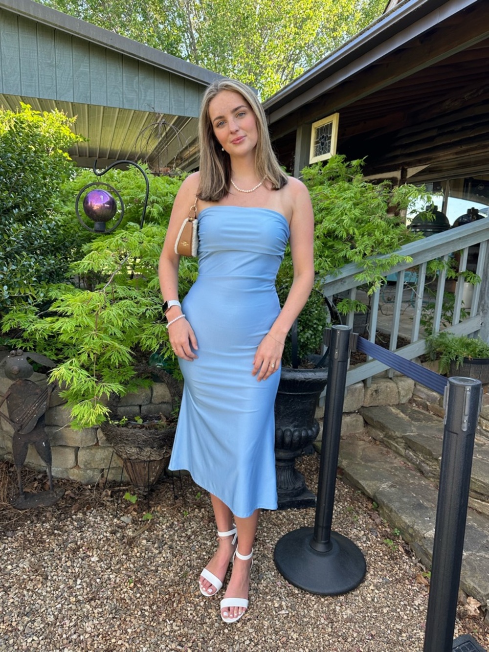 Windsor keep it sleek Strapless Light Blue Midi Dress